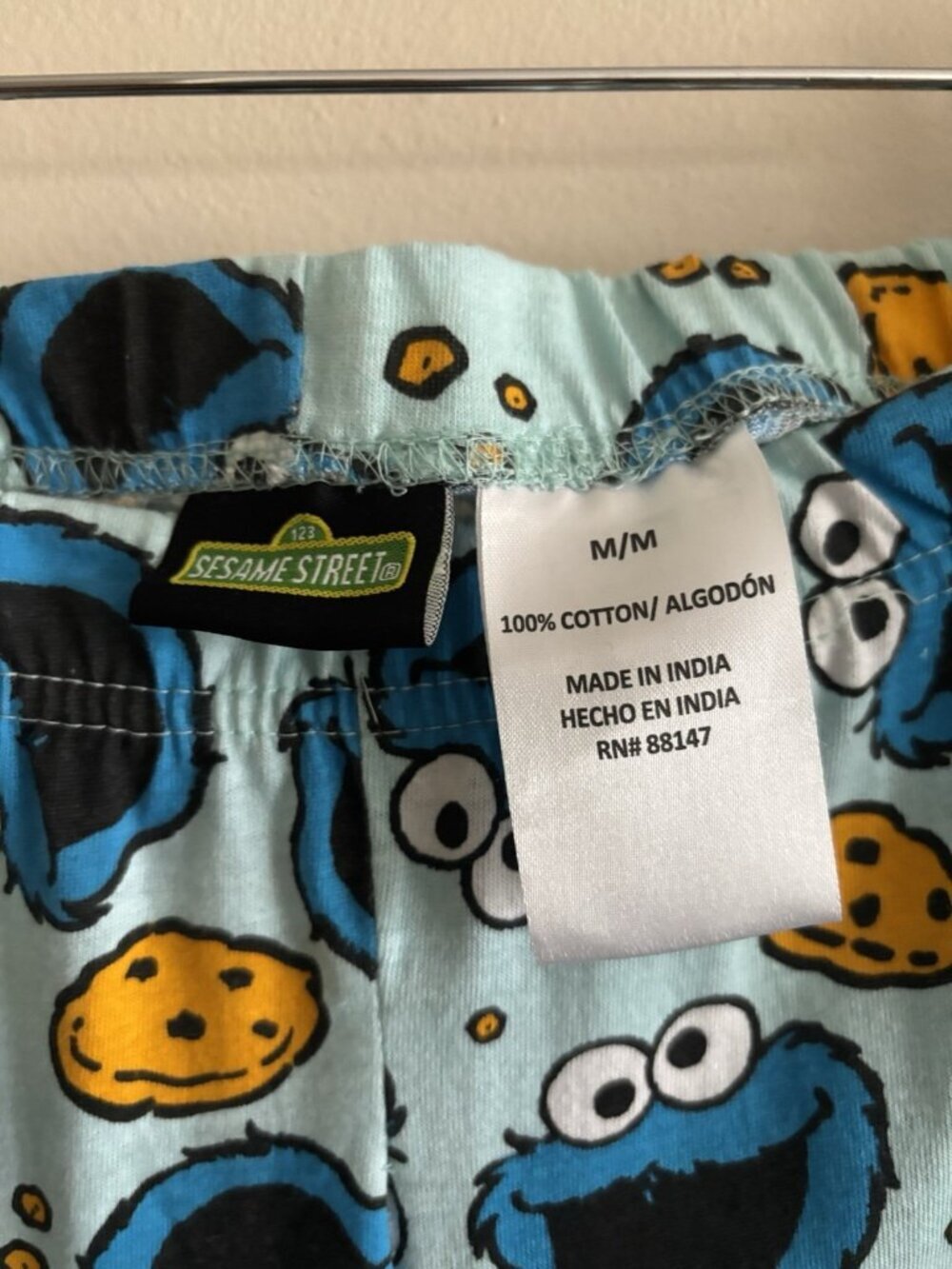 Women's Cookie Monster Pajama Pants Lounge Blue Medium Lightweight Sesame Street - Picture 5 of 10